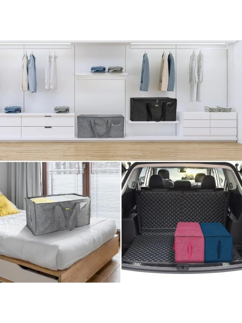 Extra Large Heavy-Duty Storage Tote with Zippers & Handles - Space Saving